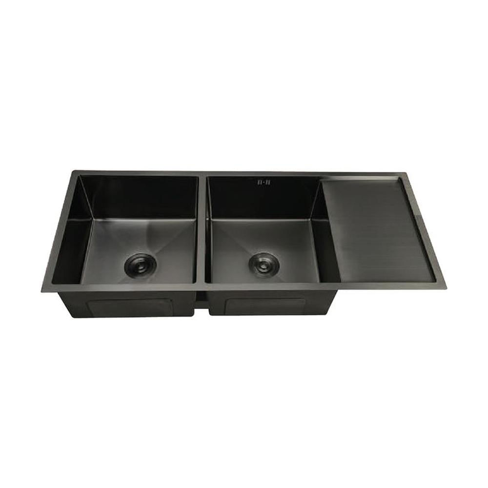Lavadero P Marmol Doble Poza 120X50X23Cm Nano Black Infinity Premium - Fratelli Negro
