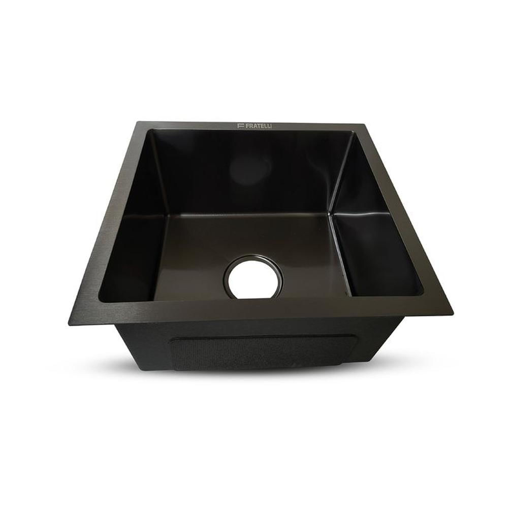 Prm-4339B Lavadero Prime De Acero Inox Black CDesague Y Canastilla 43X39X23Cm - Fratelli Negro