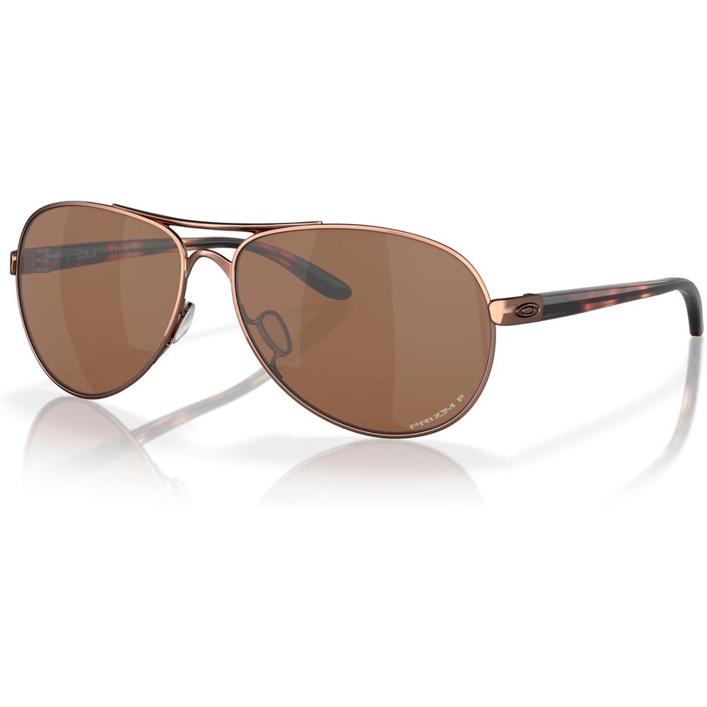 Oakley Feedback OO4079 Aviator Gafas de Sol para Mujer | Rose Gold / Prizm Tungsten Polarized