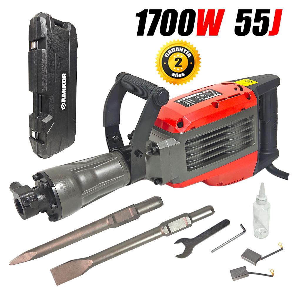 Martillo Demoledor Industrial Hexagonal 30mm Rankor RDB170001 1700W 55J 15kg