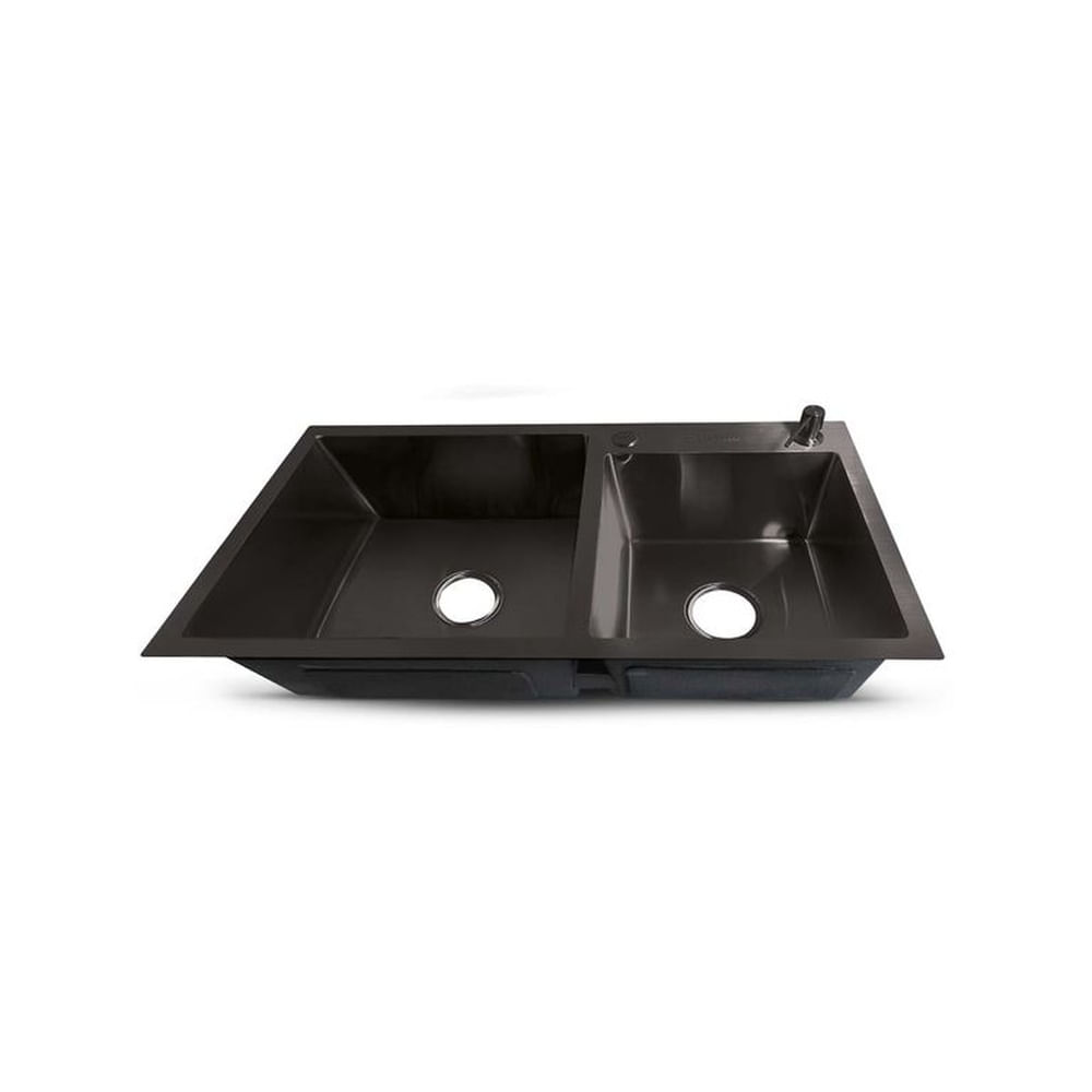 PRM-7843B LAVADERO DE ACERO INOX BLACK DOBLE POZA CACCES 78X43X23CM - FRATELLI