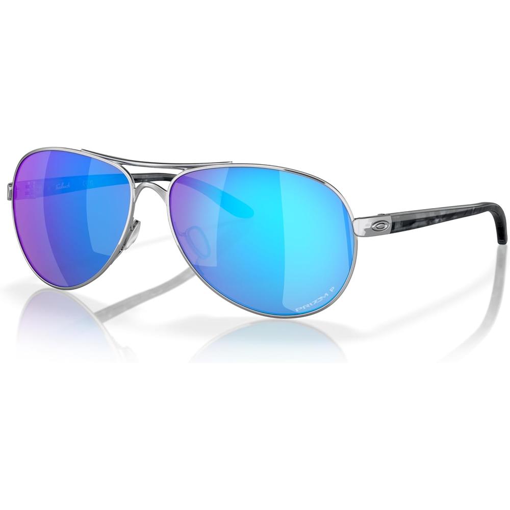 Oakley Feedback OO4079 Aviator Gafas de Sol para Mujer | Polished / Prizm Sapphire Iridium