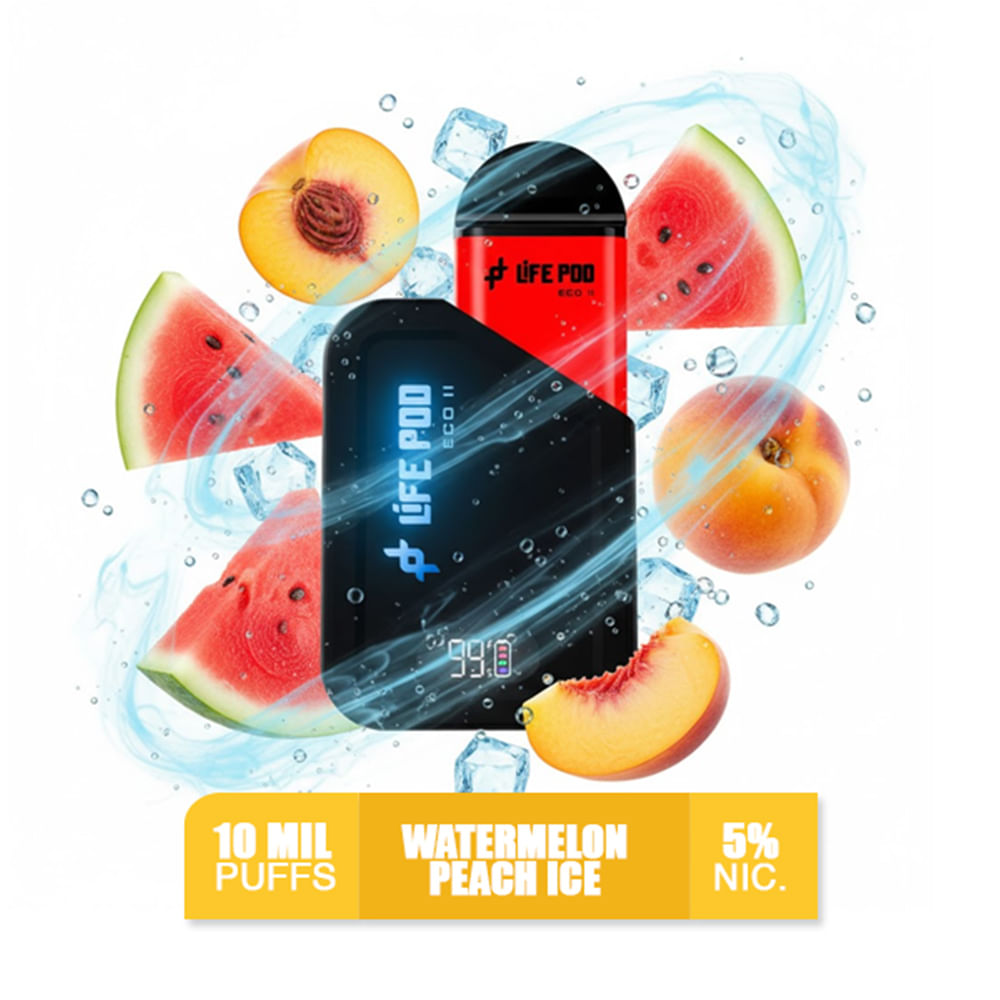 Watermelon Peach Ice Life Pod Eco 2 Kit Bateria más Pod 10k Puffs