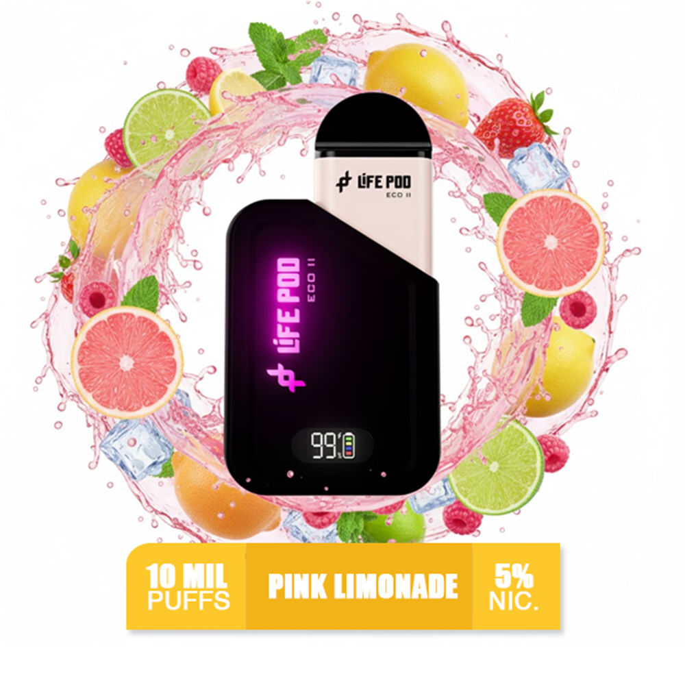 Pink Limonade Life Pod Eco 2 Kit Bateria más Pod 10k Puffs