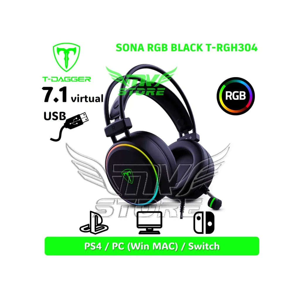 Audífonos T-Dagger Sona T-RGH304 RGB Color Negro