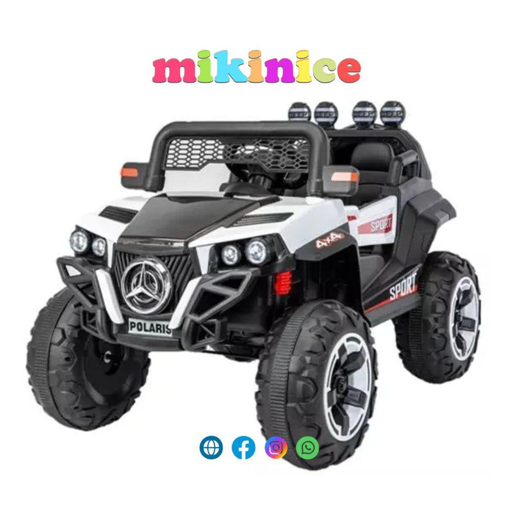 Camioneta Todo Terreno 4x4 llantas EVA  GOMA  con luces LED  musical USB bluetooth BLANCO