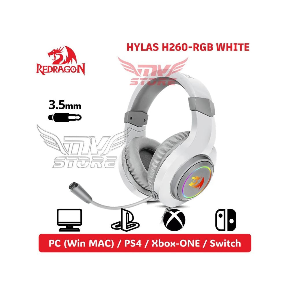 Audífonos Redragon Hylas H260 RGB Color Blanco