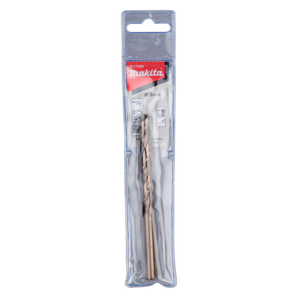 Broca para Metal Makita Inox Hss-Co 8.0 X 117 Mm. D-17429
