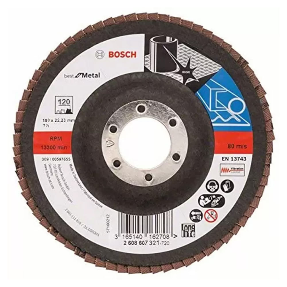 Disco Flap Bosch Best for Metal 7" Gr120 Curvo Fibra
