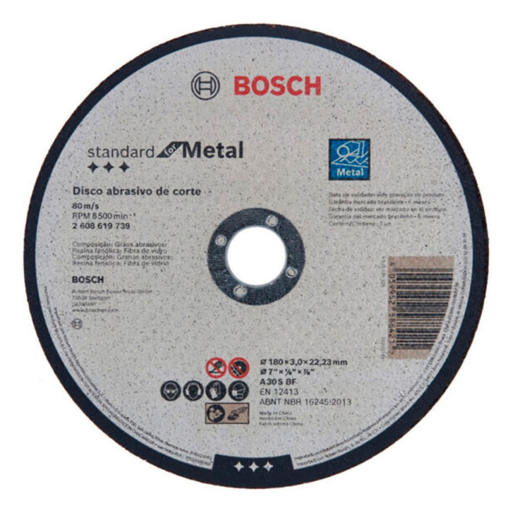 Disco de Corte Std For Metal 180X30Mm