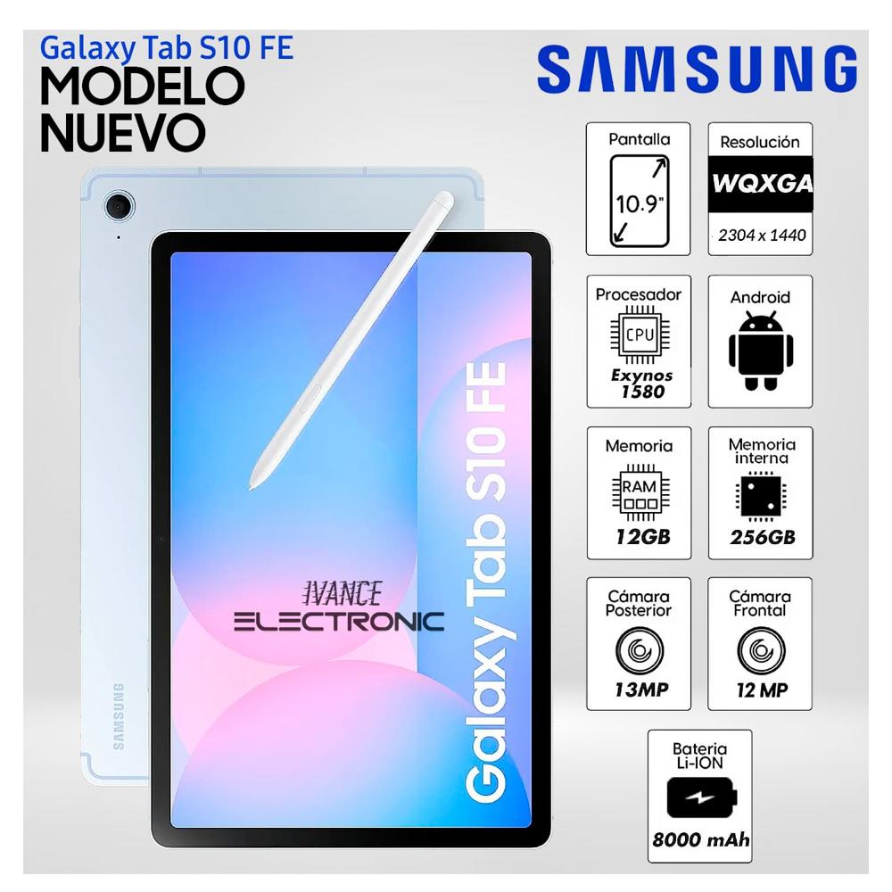 Tablet Samsung Galaxy Tab S10 FE 10.9 Pulg. WUXGA 256GB 12GB RAM AZUL
