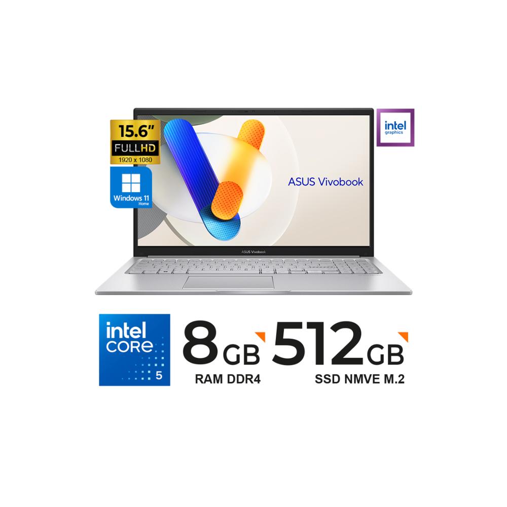 LAPTOP ASUS VIVOBOOK X1504VA 15.6 FHD Core 5 120U hasta 5.0GHz 8GB RAM 512GB SSD W11H