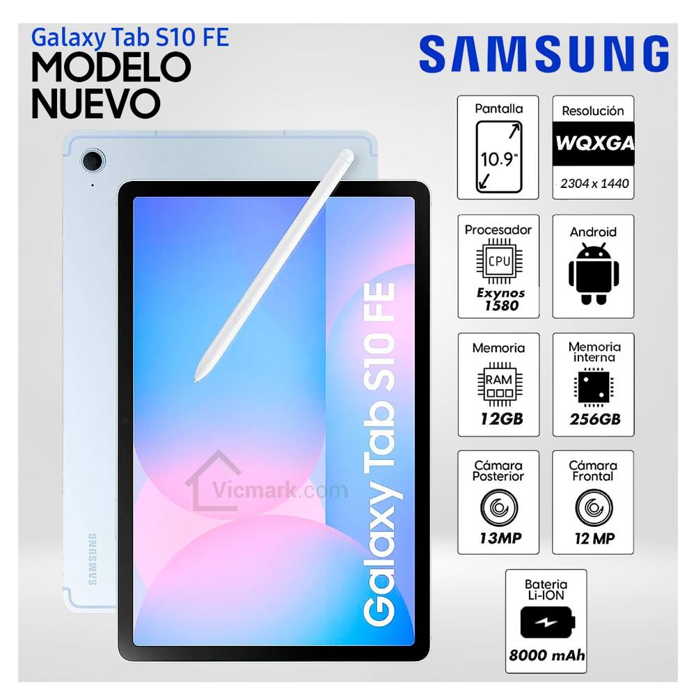 Tablet Samsung Galaxy Tab S10 FE 10.9 Pulg. WUXGA 256GB 12GB RAM AZUL