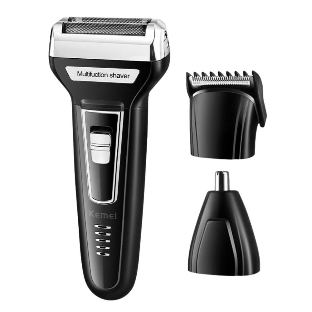 Afeitadora Eléctrica Inalámbrica 3 en 1 Kemei KM-6559 para Barba, Rostro y Nariz Recargable USB
