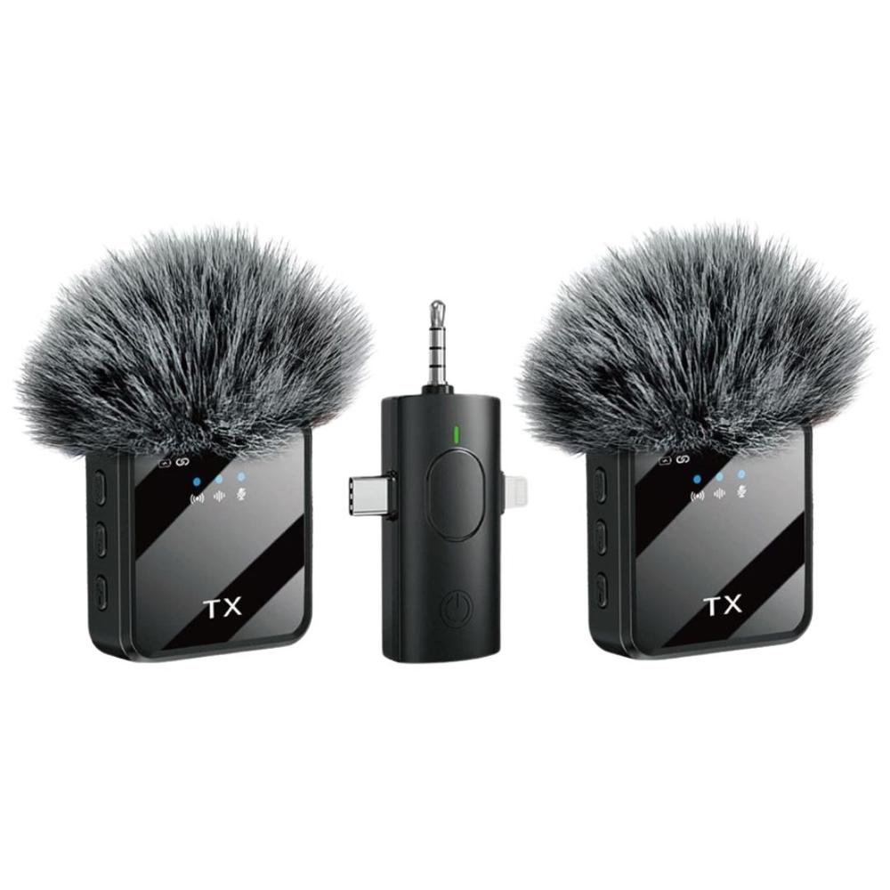 Micrófono Inalámbrico Doble F11-2 con 2 TX y Receptor Tipo C, Lightning y Jack 3.5 mm PP12333