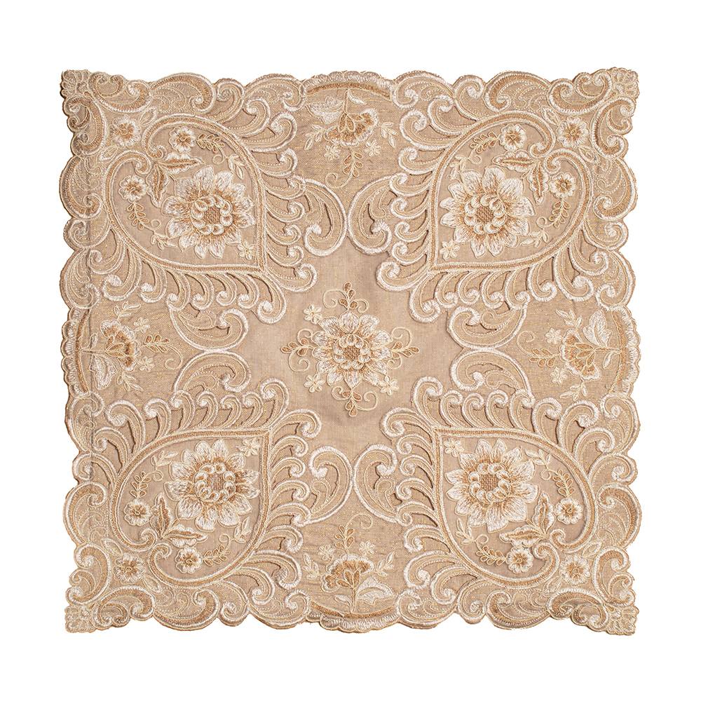 Funda para Cojín Beige Poliéster Bordado