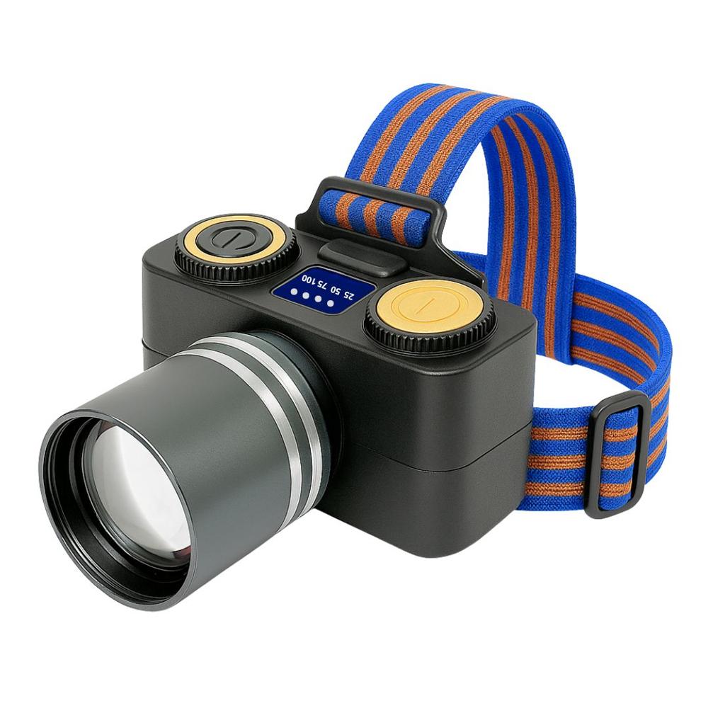 Linterna Frontal LED 200W Bossney con Luz Blanca y Amarilla, Zoom e Indicador Digital IPX4 BS-L3375