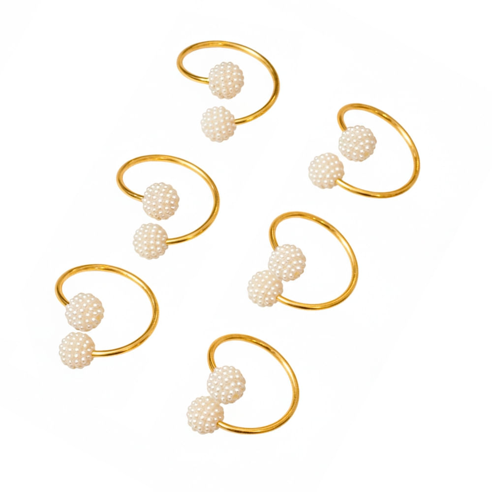 SETX6 AROS PARA SERVILLETAS DISEÑO PERLAS