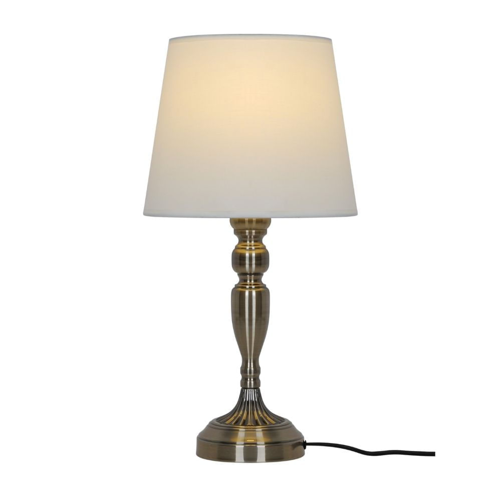 Lámpara de Mesa Orange Classic Metal/Tela Blanco 48cm Lámpara de Mesa Orange Classic Metal/Tela Blanco 48cm