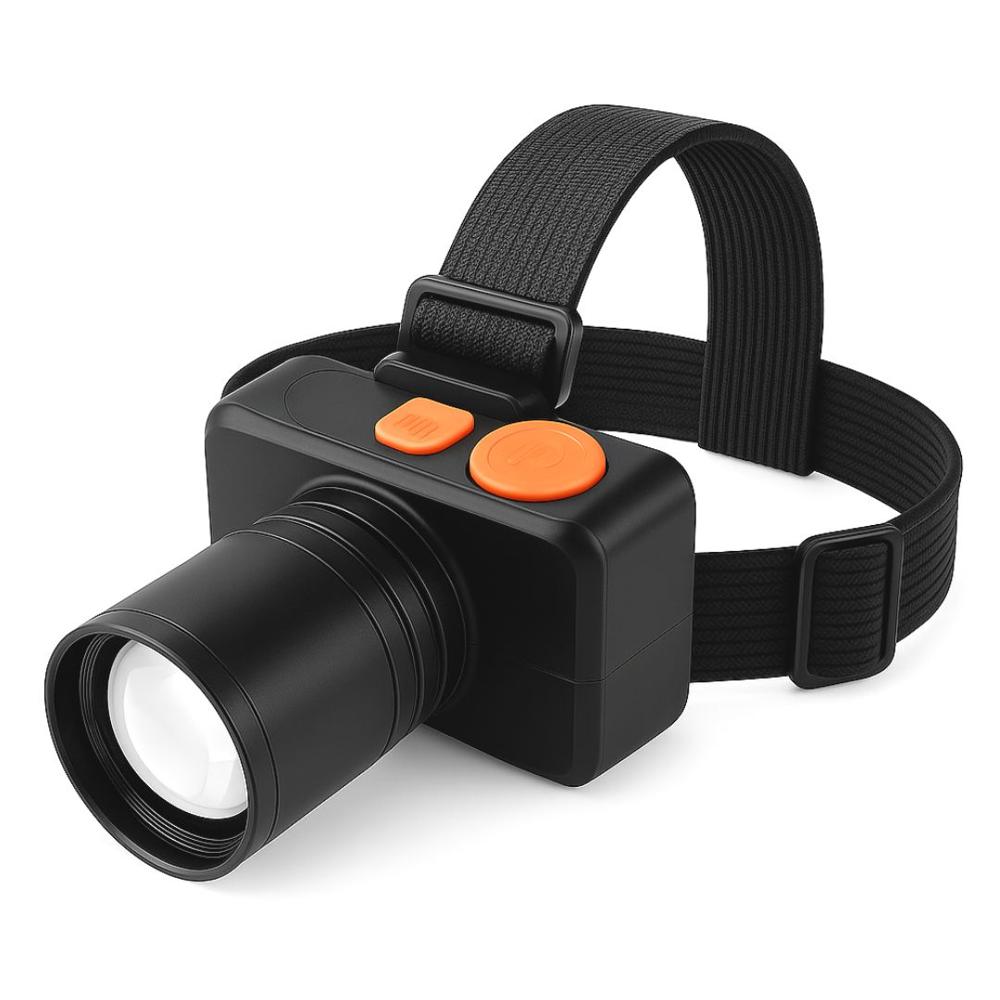 Linterna Frontal LED 200W Recargable Bossney con Zoom, 3 Modos, Batería 2000 mAh Impermeable IPX4