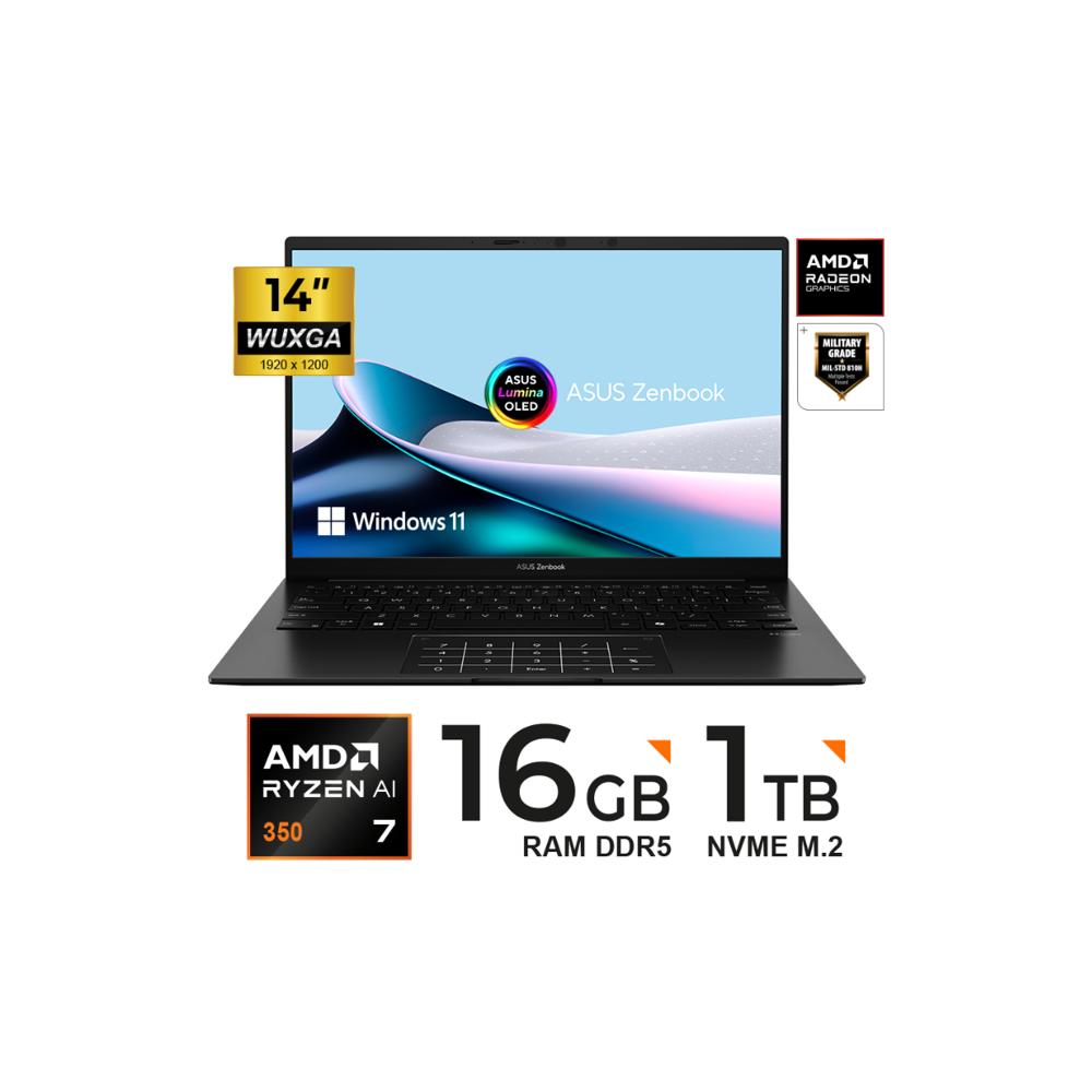 LAPTOP ASUS ZENBOOK UM3406KA 14 WUXGA OLED Ryzen AI 7 350 16GB  1TB SSD W11H