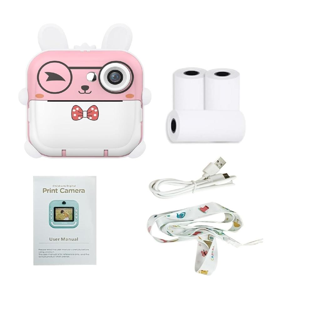 CÁMARA DIGITAL CONEJITO CON IMPRESIÓN TÉRMICA Y LUCES RGB PARA NIÑOS