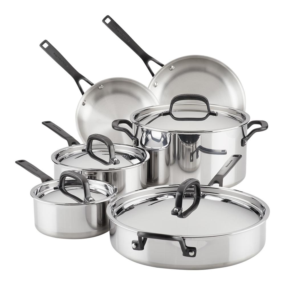 Juego de ollas de 10 piezas KitchenAid 5-PLY acero inox