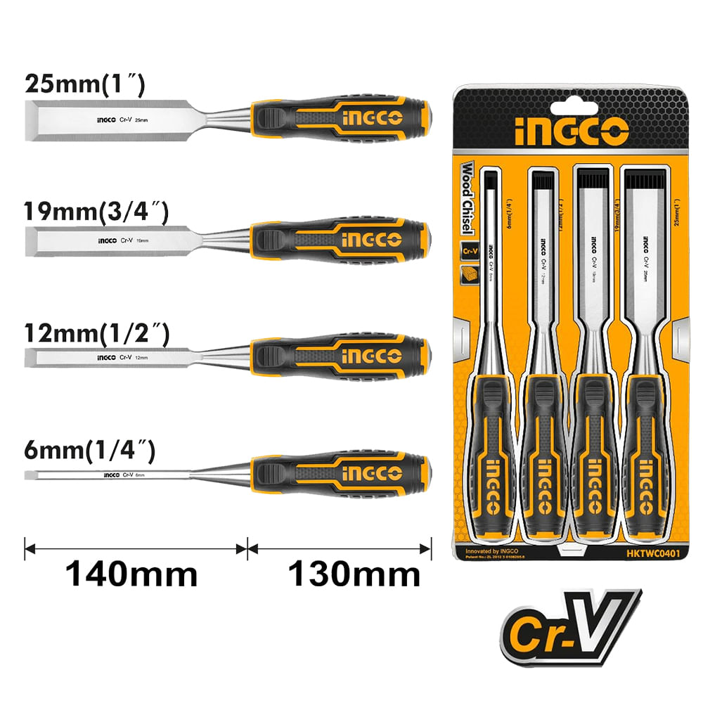 Juego 4 Formones Ingco HKTWC0401