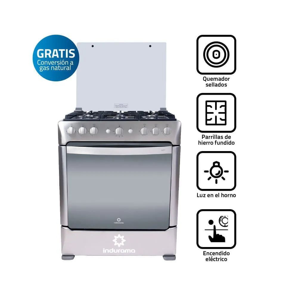 Cocina Indurama Parma Zafiro 6 Quemadores Con Encendido Eléctrico Y Luz En Horno
