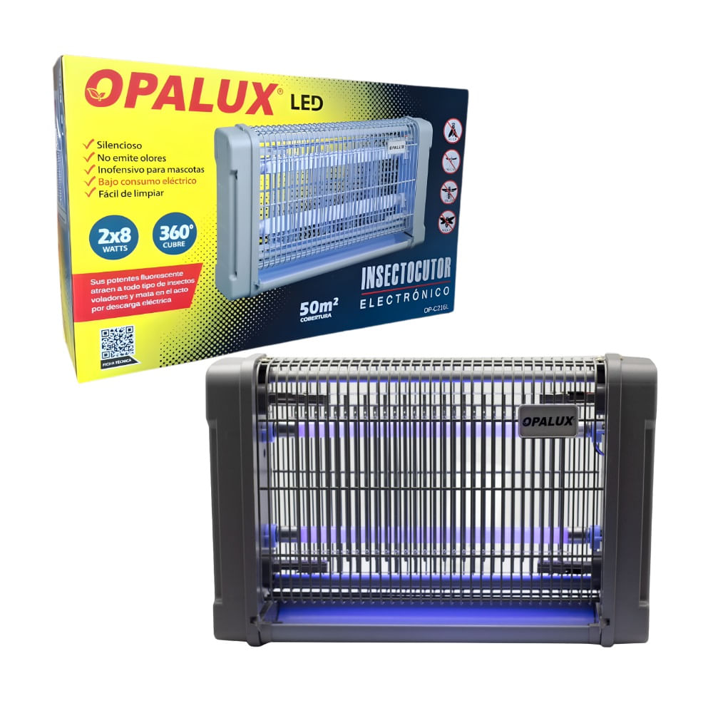 Insectocutor Mata Mosquitos, Moscas LED 16W 50m2 Opalux OP-C216L
