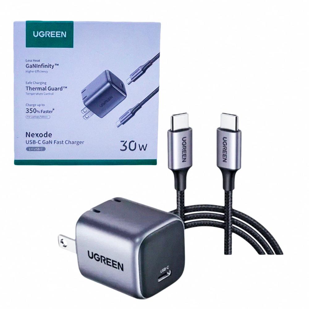Cargador UGREEN Nexode 30W USB-C GaN con Cable 60W-CD319