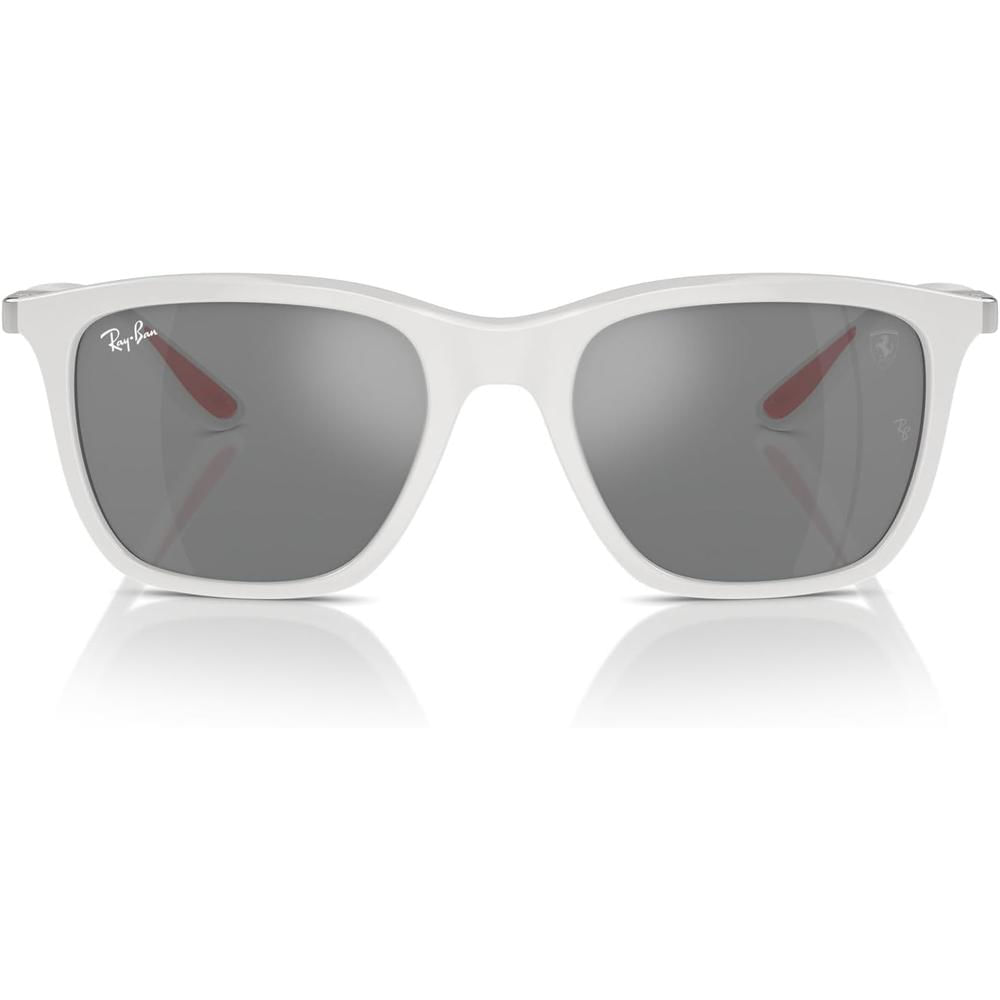 Ray-Ban RB4433M Gafas de sol cuadradas unisex Scuderia Ferrari | Matte Red / Green Mirrored Silver