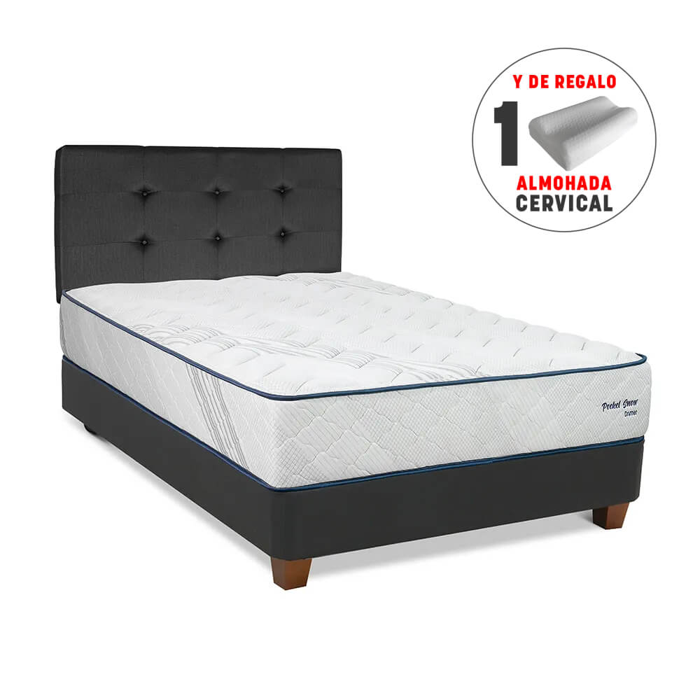 Dormitorio DRIMER Pocket Snow 2 Plazas + 2 Almohadas + REGALO Almohada Cervical Dormitorio DRIMER Pocket Snow 2 Plazas + 2 Almohadas + REGALO Almohada Cervical