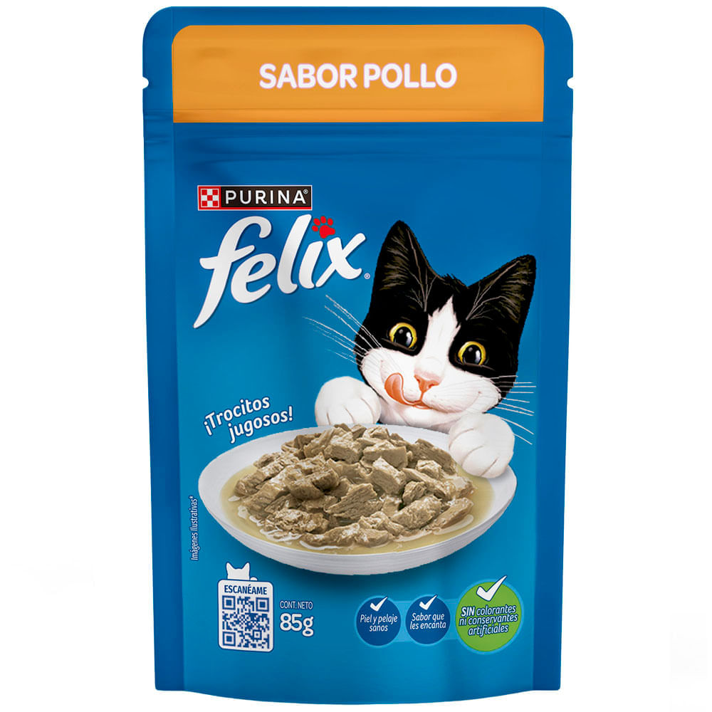 Alimento húmedo gato FELIX Adultos sabor Pollo Pouch 85g Alimento húmedo gato FELIX Adultos sabor Pollo Pouch 85g