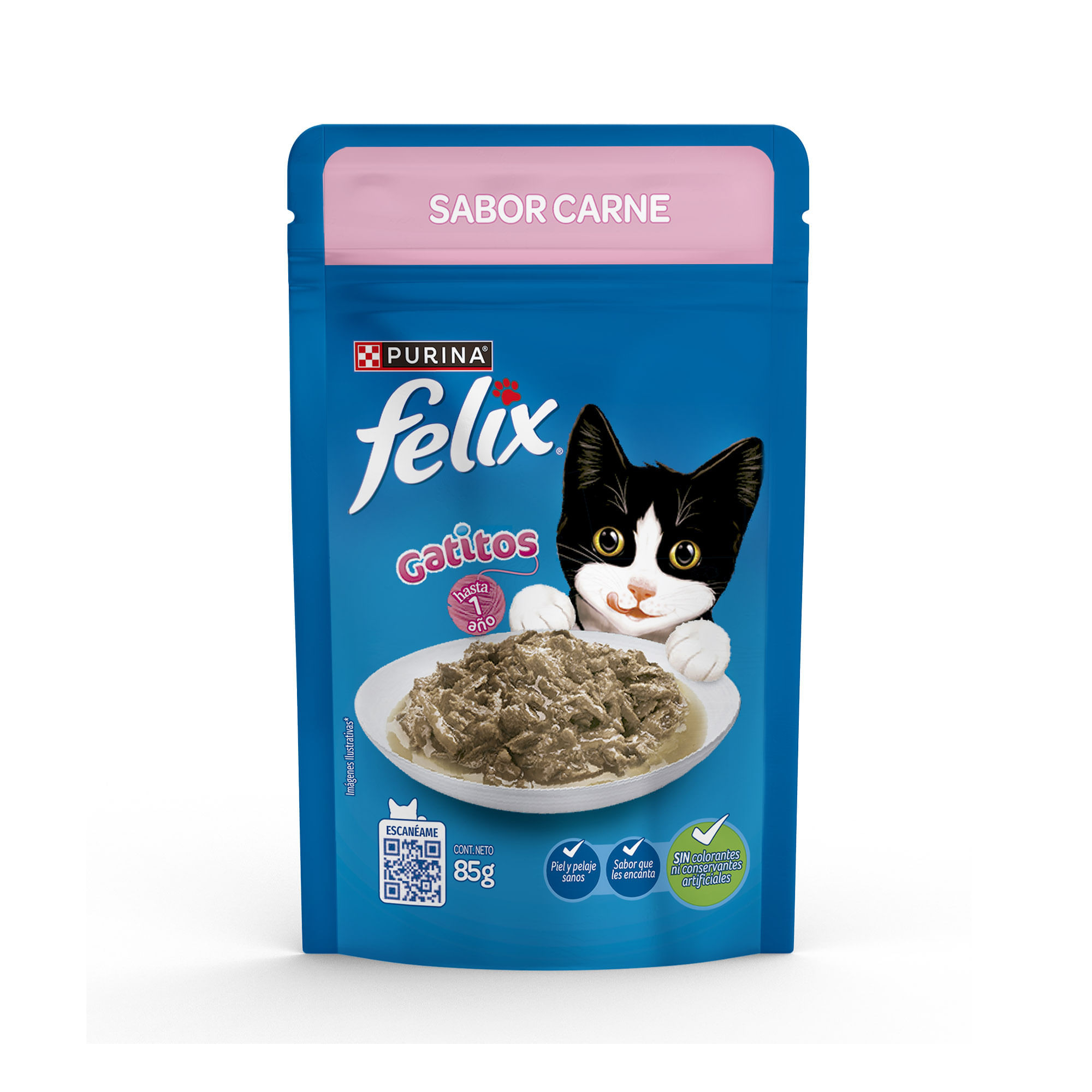 Alimento Húmedo para Gato FELIX Gatito Sabor Carne Pouch 85g
