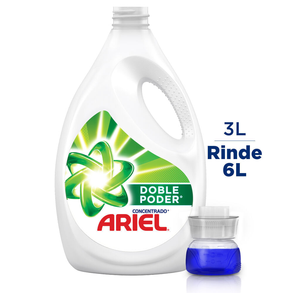 Detergente Líquido ARIEL Doble Poder Concentrado Galonera 3L