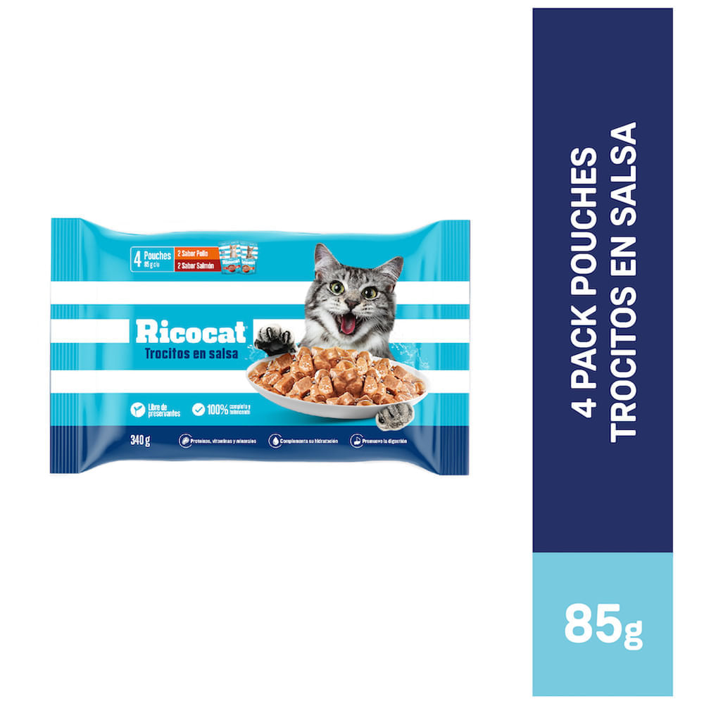 Alimento Húmedo para Gato RICOCAT Sabores Variados Paquete 4un Alimento Húmedo para Gato RICOCAT Sabores Variados Paquete 4un