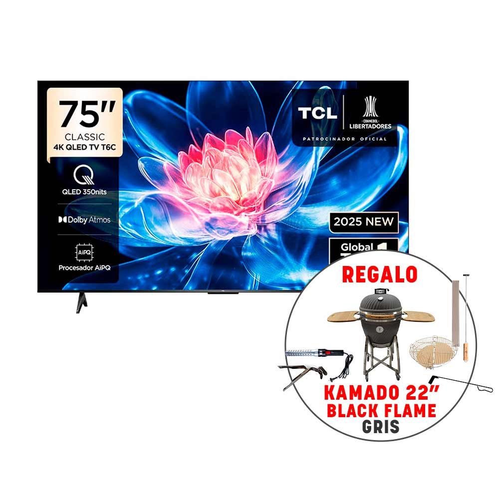 Televisor QLED 75"" UHD 4K Smart TV 75T6C + Kamado BLACK FLAME 22""