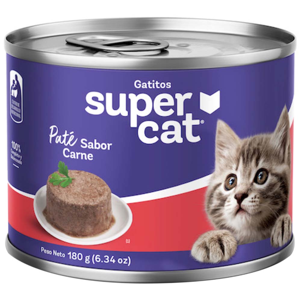 Alimento Húmedo para Gatos SUPERCAT Cachorro Todas las Razas Carne Lata 180g Alimento Húmedo para Gatos SUPERCAT Cachorro Todas las Razas Carne Lata 180g