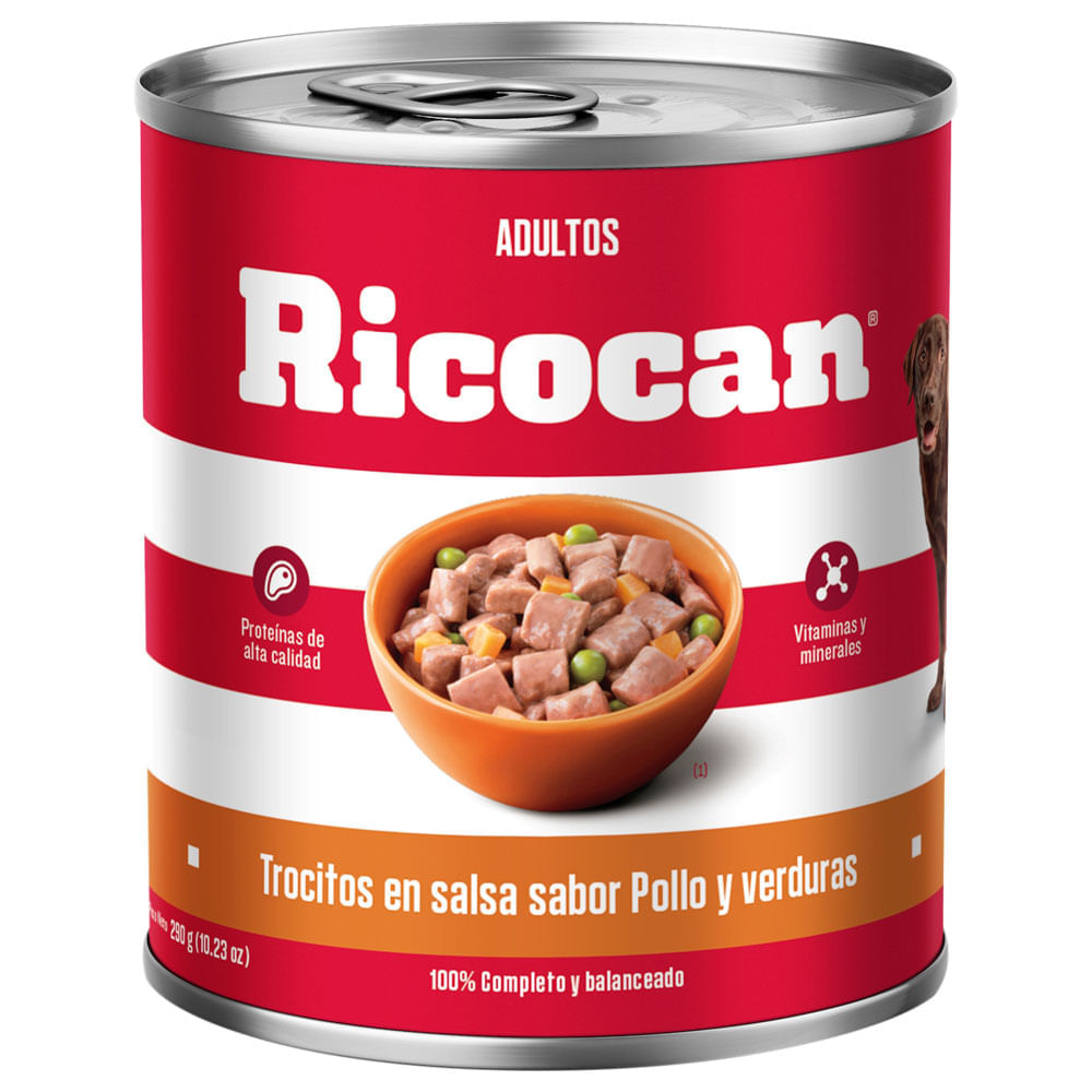 Alimento Húmedo para Perro RICOCAN Adulto Sabor Pollo y Verduras Lata 290g