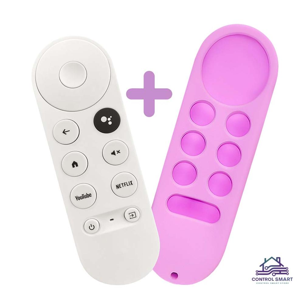Control Remoto Compatible con Chromecast Google TV 4K HD con Funda Protectora Rosa