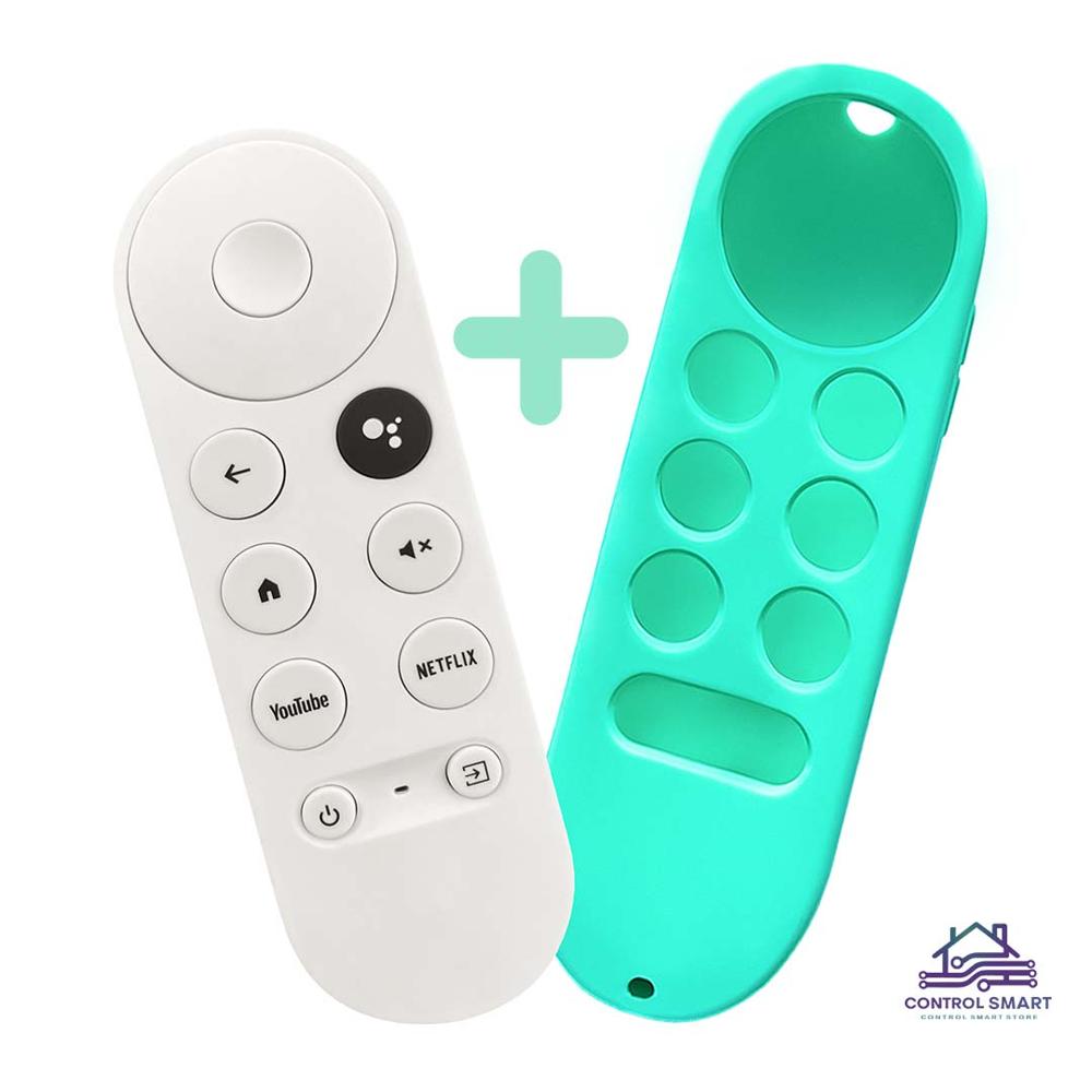 Control Remoto Compatible con Chromecast Google TV 4K HD con Funda Protectora Verde Menta