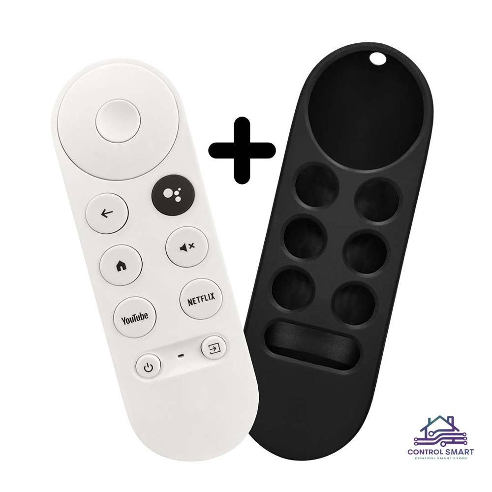 Control Remoto Compatible con Chromecast Google TV 4K HD con Funda Protectora Negra