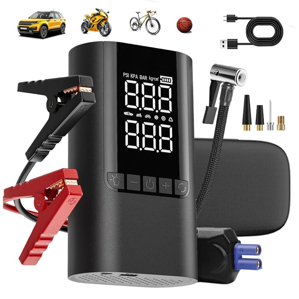Arrancador de Auto Portátil con Inflador, Luz  y Power Bank