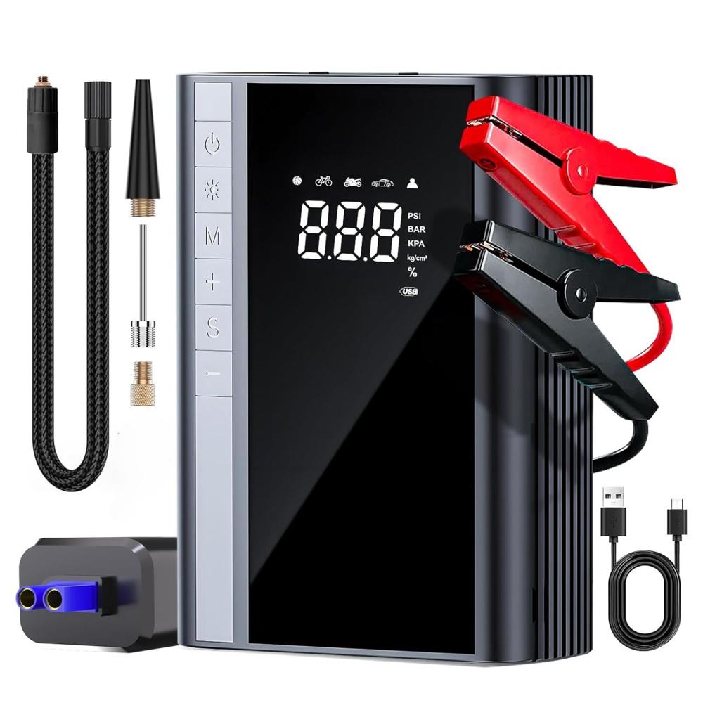 Arrancador Portátil con Compresor 150 PSI + Power Bank + LED – Arranca Autos, SUVs y Camionetas