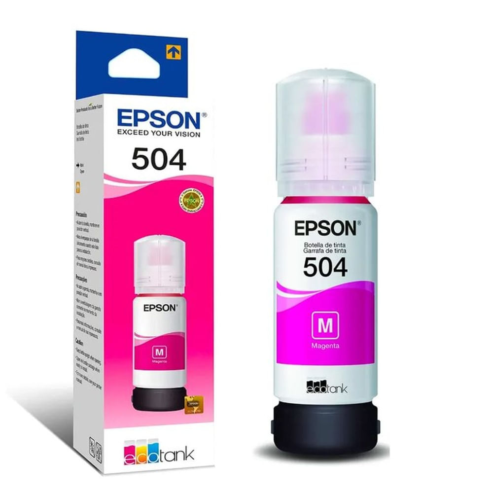 Botella de Tinta Epson 504 Magenta rinde 7500 páginas 70ml