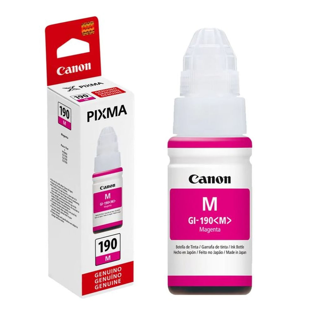 Botella de Tinta Canon GI-190 Magenta rinde 7000 páginas 70ml