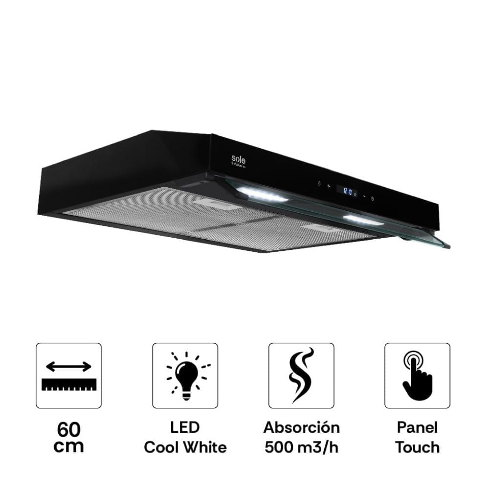 Campana Extractora Convencional 60cm S-Collection Slim 2 Motores Black Campana Extractora Convencional 60cm S-Collection Slim 2 Motores Black