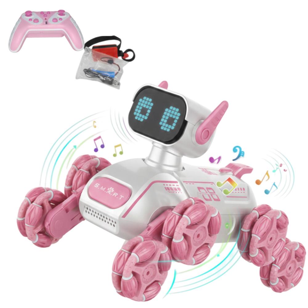 Perro Robot 8 Llantas Juguete  Maniobras Control Remoto para Niñas Rosado