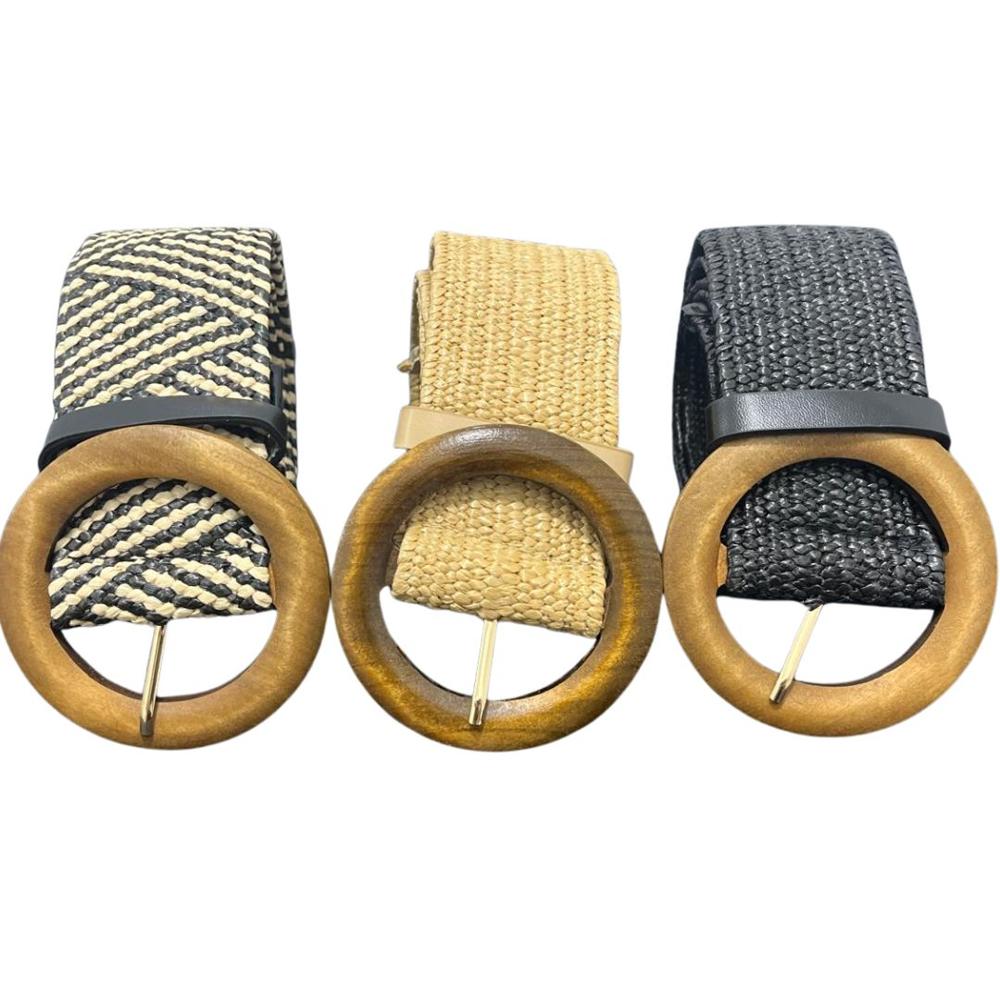 Cinturón correa elástico  de paja para verano